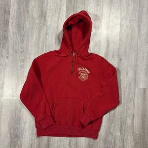 Abercrombie Fitch Mens Red Quarter Zip Hoodie Sweatshirt Logo Crest Size S